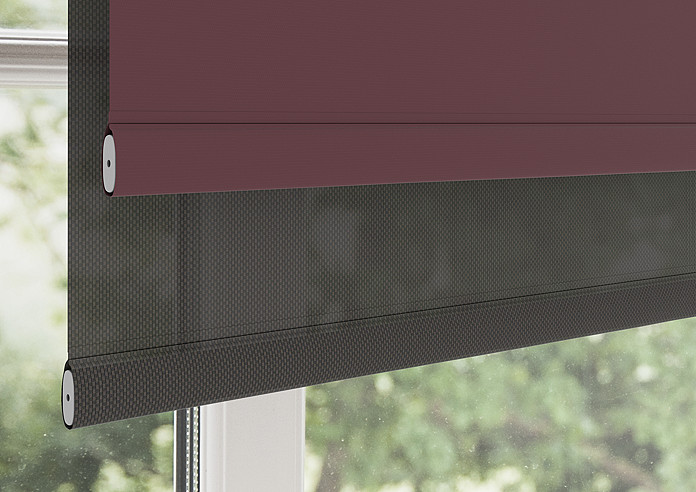 Rimini (Blackout), Plum & Optima Bracken - Double Roller Blind - Image 4